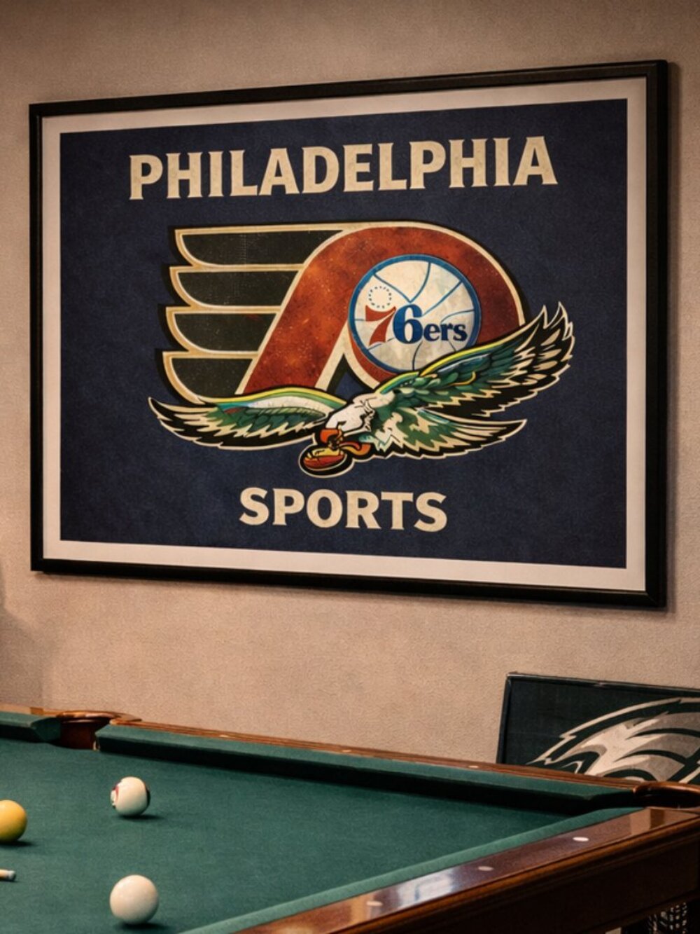 Philadelphia Sports Mashup Framed Wall Art | 13x19 Eagles Sixers Flyers Decor